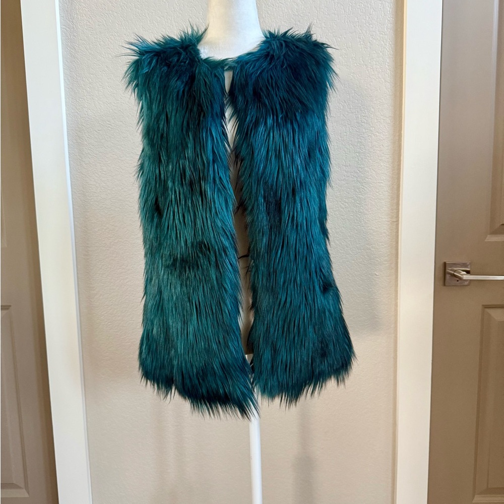 Bebe Turquoise Faux Fur Vest